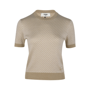 FENDI芬迪女经典 FF 休闲短袖针织毛衣女士2025春秋新款XY推广