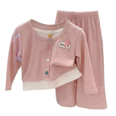 2025女童秋装套装假两件长袖裤子