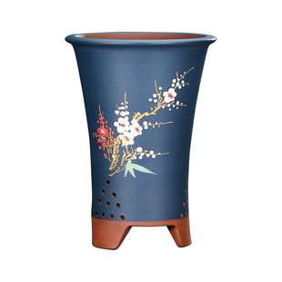 宜兴紫砂花盆兰花盆蝴蝶兰君子兰大号兰草盆兰花花盆陶瓷特价新款