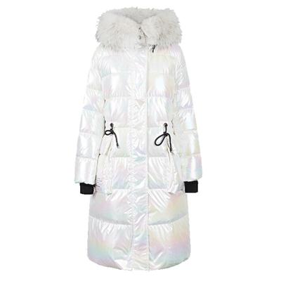 【反季清仓】sdeer圣迪奥亮面字母罗纹拼接长款羽绒服S21482487