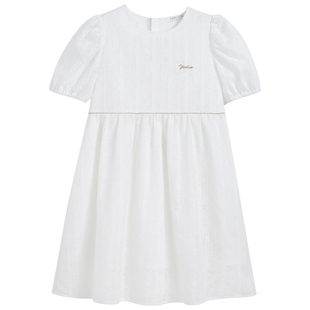 英氏乐尚女童公主裙子白色夏款高级感连衣裙2026夏儿童新款连衣裙