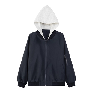 左西童装男童外套2026春季新款儿童假两件连帽夹克春装中大童上衣