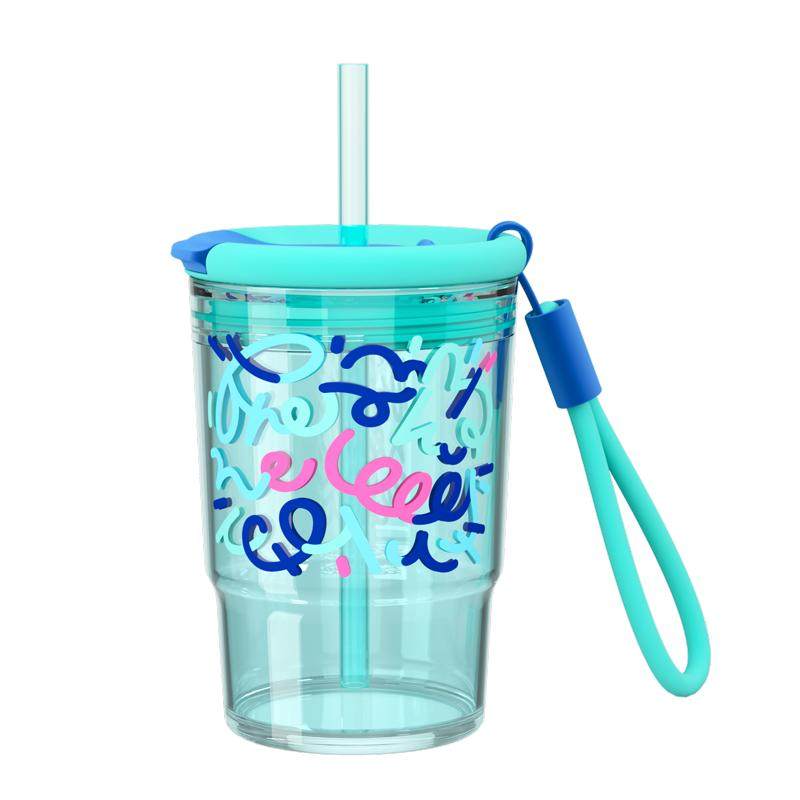 face咖啡水杯女生高颜值吸管夏天便携学生塑料tritan夏季随行杯子