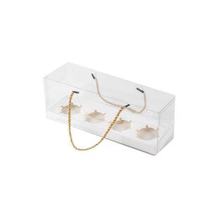 圣诞节纸杯蛋糕透明手提盒马芬杯包装盒4粒迷你杯子打包PET礼品盒