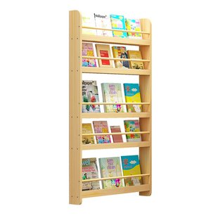 实木壁挂儿童书架置物架门后绘本架多层阅读墙上小书架幼儿园收纳
