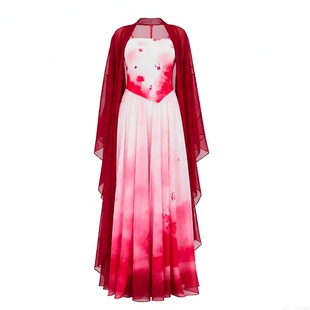 古典舞服红色飘逸仙气纱衣女中国风演出服汉服舞蹈服装演出服