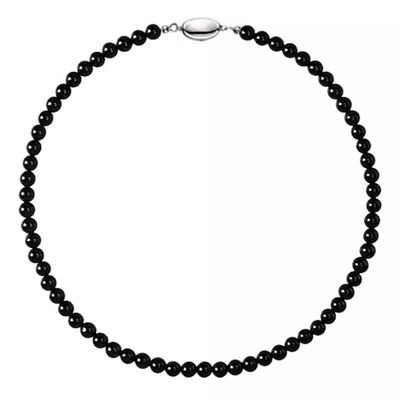 7A级天然黑色玛瑙串珠圆珠项链fever同款黑珍珠锁骨链长款毛衣链