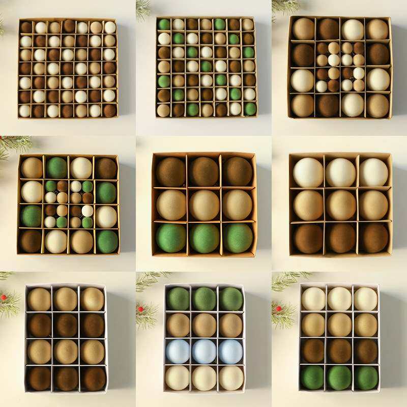 亚马逊新款3CM/49PCS植绒圣诞挂件多种圣诞树装饰品圣诞节球颜色