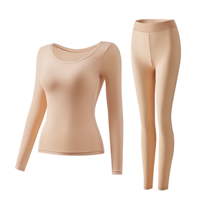 带胸垫美肤衣免穿文胸肌底衣秋衣秋裤发热保暖内衣女套装2025新款