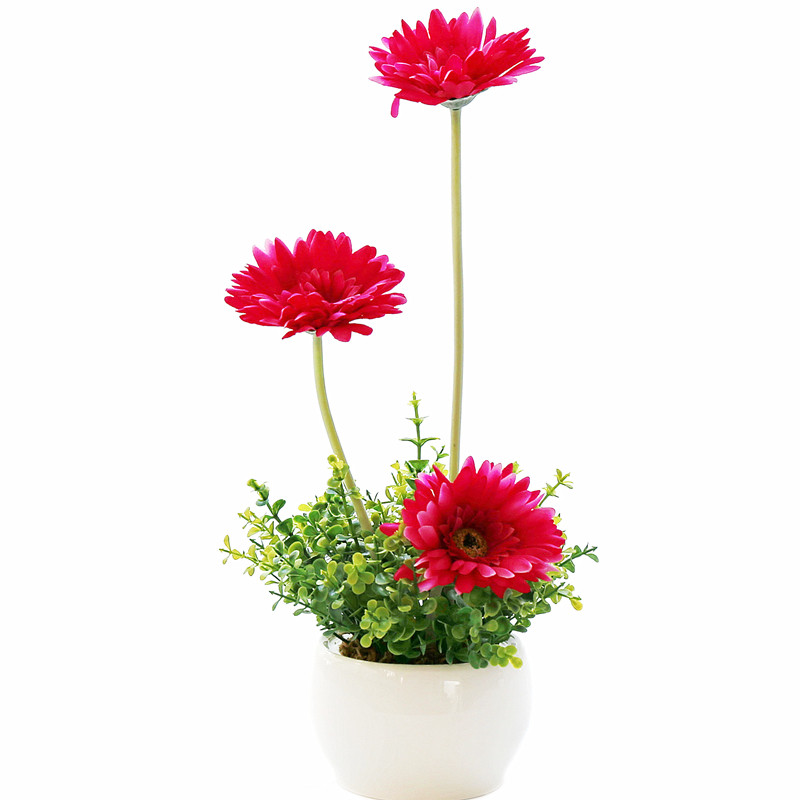 和家非洲菊仿真花套装弗兰绿植物假花仿真盆栽带花瓶仿真小花艺