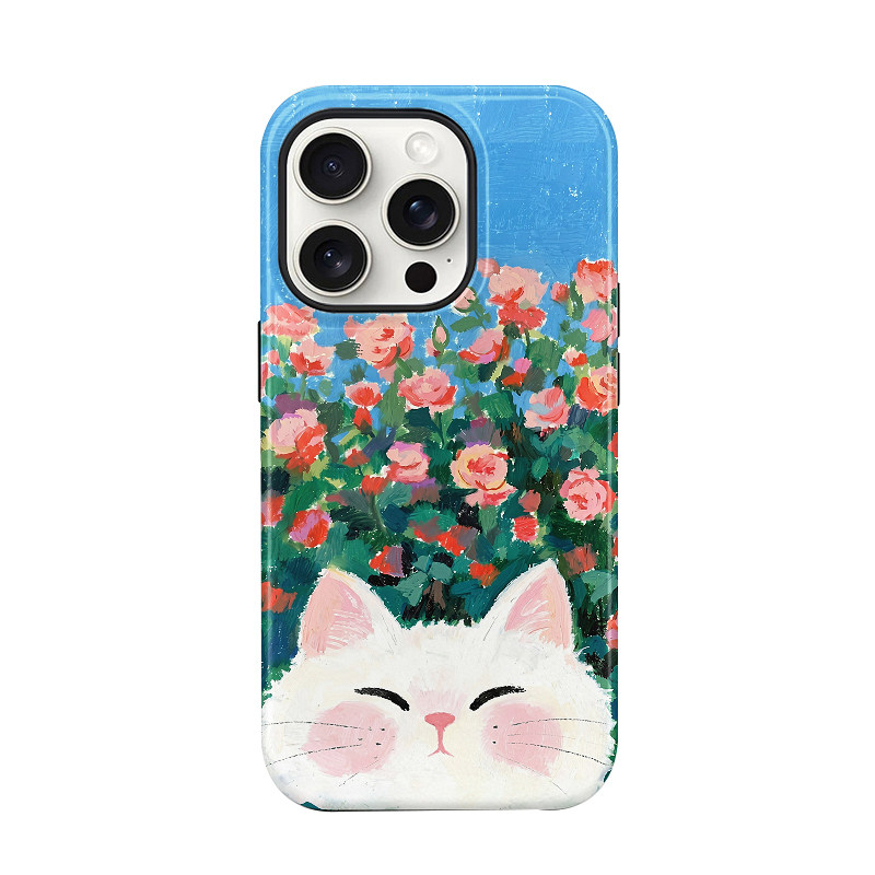 iPhone碎花小猫全包防摔手机壳