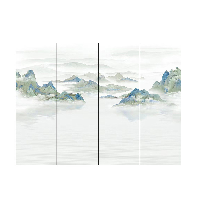 客厅岩板新中式电视背景墙国潮