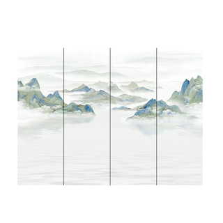 2026新款佛山新中式国风山水画800x2600潘多拉岩板电视背景墙