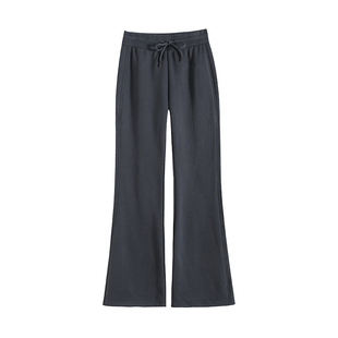 加绒微喇叭裤女2025新款秋冬季小个子运动裤春秋灰色卫裤休闲裤子