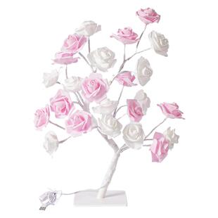 浪漫玫瑰花树灯房间装饰摆件LED樱花小夜灯台灯usb开关彩灯装饰灯