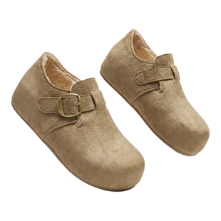 内增高勃肯鞋女「5cm真皮羊羔绒」厚底全包加绒保暖不掉跟博肯鞋