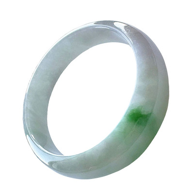 缅甸大圈口阳绿春带彩翡翠手镯62