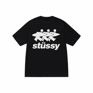 正品现货Stussy Surfwalk Tee 24ss冲浪人字母印花logo短袖T恤男