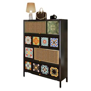 中古风鞋柜家用门口玄关柜一体入户室内收纳储物靠墙多层2026新款