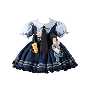 童装女童公主裙朱迪兔子警官儿童衣服cos疯狂动物城服装生日裙子