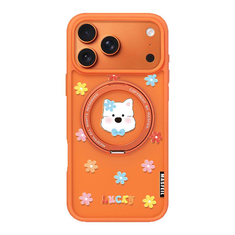 MASFEIL × 小花西高地适用苹果17promax手机壳iPhone17pro新款带支架ip17全包Fo5磁吸支点超薄高级感保护套