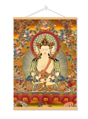 大日如来画像藏传唐卡佛像挂画佛堂中堂供奉画装饰图实木挂轴挂画