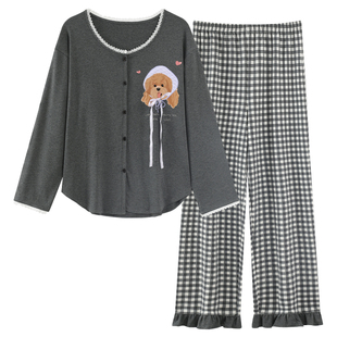 缤安娜家居服睡衣女款春秋季2025新款长袖出门纯棉外穿春秋款套装