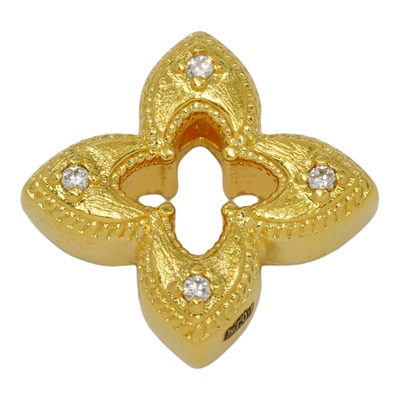 正品18k金拉丝点钻四叶草吊坠女