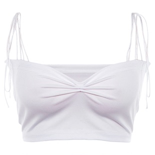 Solid Color V-Neck Cropped Navel Sling纯色V领露脐修身小吊带