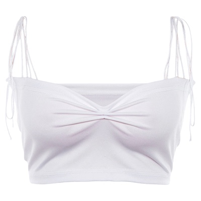 Solid Color V-Neck Cropped Navel Sling纯色V领露脐修身小吊带