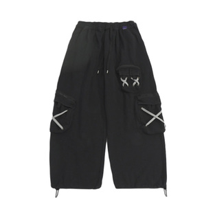 UUCSCC嘻哈潮牌复古工装多口袋运动裤日系宽松直筒阔腿束脚长裤男