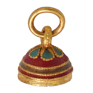 藏珠饰家 足金珐琅烧蓝 吉字小吊坠印章 宫廷手工古法黄金配件