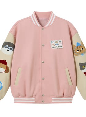 PSO Brand男装女装可爱动物撞色宽松棒球服男款夹克加厚呢子外套