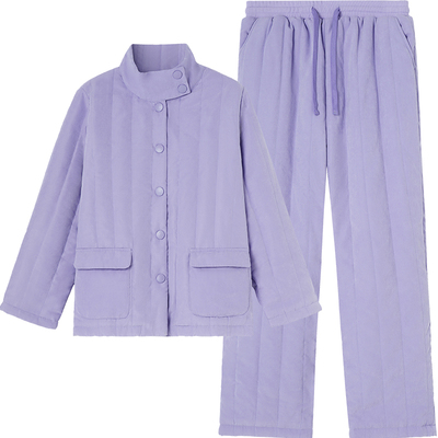 淳度情侣三层夹棉睡衣女冬季加厚保暖立领男士可外穿家居服套装