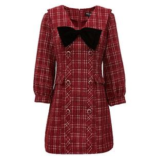 Vero Moda奥莱连衣裙子秋冬清仓小香风花呢优雅气质翻领双排扣女