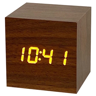 ins简约木质声控数字钟闹钟学生桌面时钟摆件led夜光电子钟木头钟