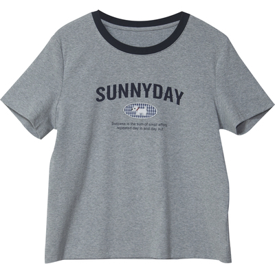 夏季新款撞色领字母短袖T恤女