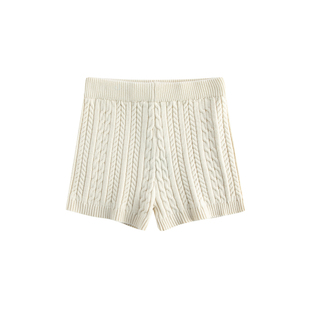 riverstone plus 美式复古毛线针织短裤女麻花纹显瘦打底休闲裤