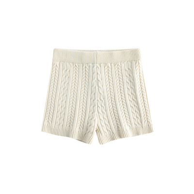 riverstone plus 美式复古毛线针织短裤女麻花纹显瘦打底休闲裤