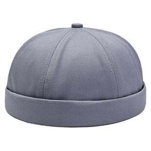 春夏复古休闲纯色棉质地主帽无檐瓜皮帽薄款卷边包头帽男女雅痞帽