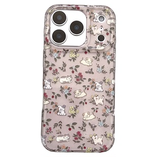 SHERRY*ins风满屏花草叶子猫咪狗狗适用于苹果17ProMax手机壳iPhone16Pro小众少女心15简约14小清新卡通可爱