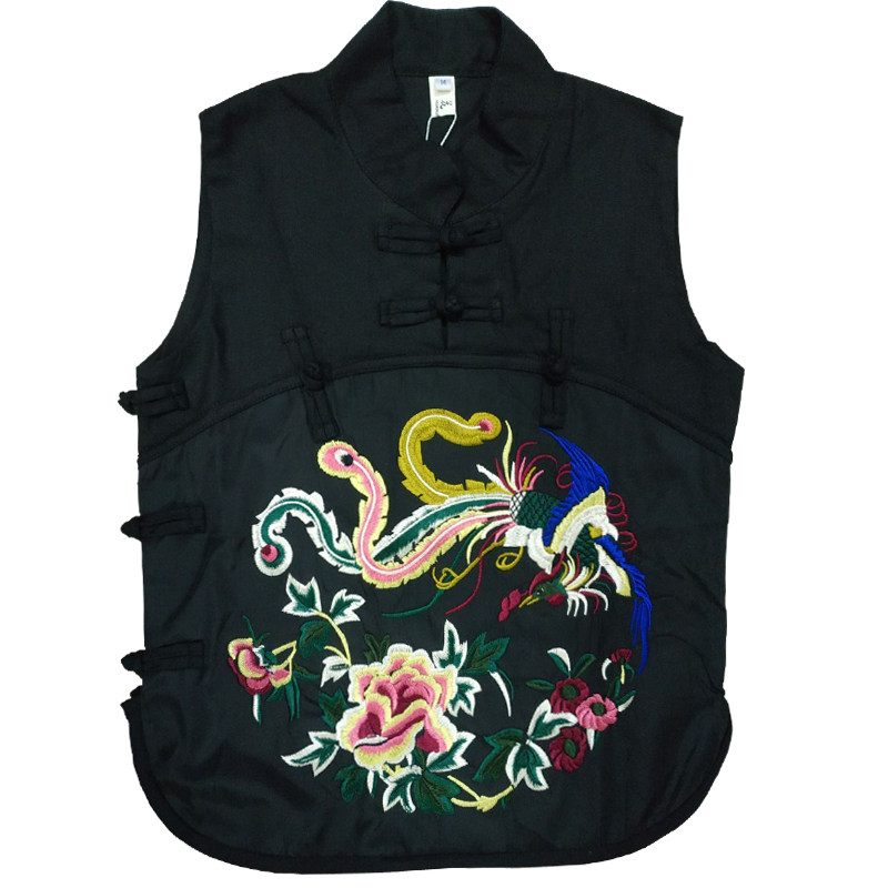 包邮民族风复古刺绣秋装马甲 小立领特色唐装 凤凰绣花无袖女马夹