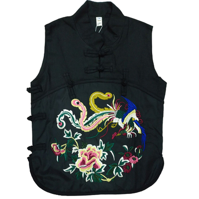 绣花马甲棉麻布国潮套头立领