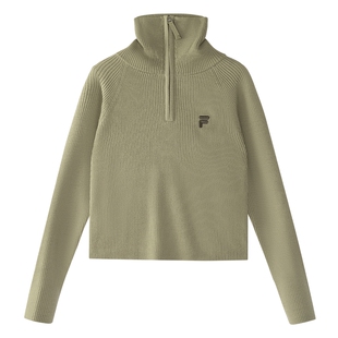 FILA FUSION斐乐女子针织衫冬季女款修身保暖休闲半拉链高领毛衣
