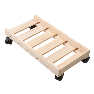 简约现代台式实木可移动电脑主机架机箱木质滑轮托架子托盘置物架