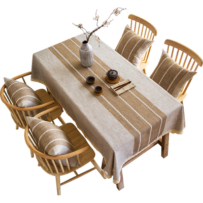 原木风桌布布艺棉麻日式餐桌布