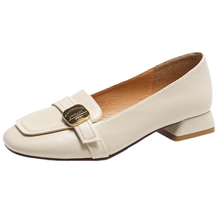 大东单鞋女2026新款春季通勤一脚蹬女鞋低跟软底白色豆豆鞋乐福鞋