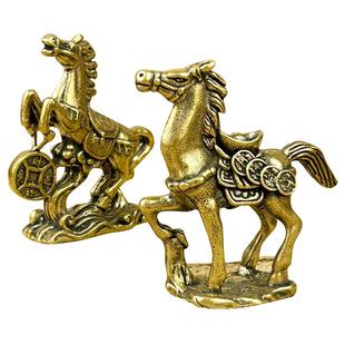 实心黄铜马到成功小摆件招财进宝站立铜马桌面摆件马上有钱铜饰品