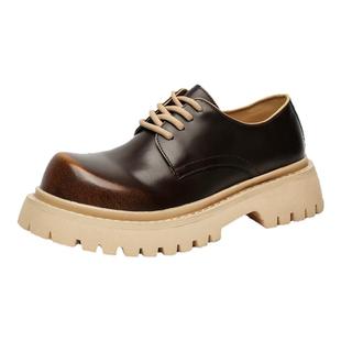 cleanfit德比鞋男真皮英伦风工装鞋厚底增高大头鞋小众通勤皮鞋女