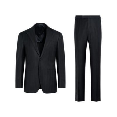 SUITSUPPLY意产面料藏青色羊毛混纺经典男士西装套装